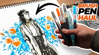 Reviewing my Pentel BRUSH PEN haul [upl. by Aruasi356]