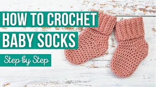 How to Crochet Baby Socks  Step by Step  Fast and Easy [upl. by Nylhsoj]