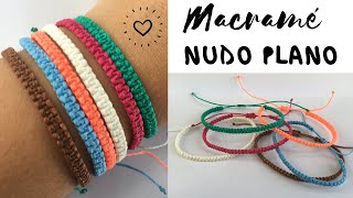 PULSERA MACRAME fácil  NUDO PLANO ♥ PULSERAS de HILO [upl. by Nosahc]