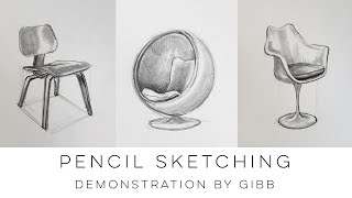 How to draw furniture  a beginners sketching tutorial on three classic chairs [upl. by Nena]