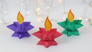 Paper Diya Making  Diwali Decoration Ideas At Home  Diya Decoration  Origami Paper Candle [upl. by Feucht]