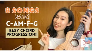 8 SONGS WITH 4 EASY CHORDS Ukulele Tutorial by Chairia Tandias [upl. by Nyliak]