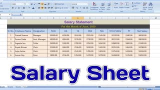 How To Create Salary Chart In Microsoft Excel  Salary Sheet in Excel [upl. by Falito]