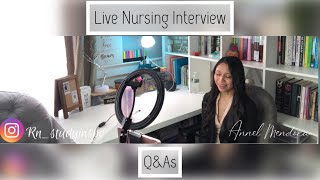 Live Nursing Interview 2021 [upl. by Matlick]