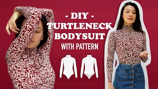 DIY Turtleneck Bodysuit w pattern  Capsule Wardrobe 1 [upl. by Swart71]