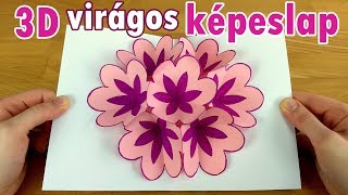 3D virágos képeslap készítése  Ajándékötlet 🎁  Manó kuckó [upl. by Neelyahs]