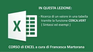 Excel  Tutorial 7G Funzione CERCAVERT cerca verticale [upl. by Guthrey]