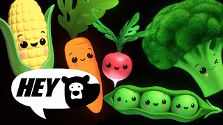 Hey Bear Sensory  Funky Veggies EXTENDED  Fun Animation with Music  Dance Video [upl. by Nosrej]