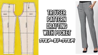 HOW TO MAKE WOMEN TROUSER WITH POCKET  PANT PATTERN DRAFTING  DETAILED FEMALE TROUSER [upl. by Leshia]