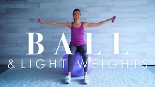 Stability Ball Exercises for Seniors amp Beginners  Fun Workout with Dumbbells [upl. by Jen]