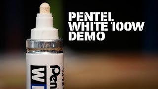 Pentel White 100W Marker Demo [upl. by Lajes]