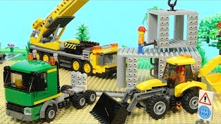 Lego Construction Site Skyscraper Building Mobile Crane Excavator [upl. by Layor]