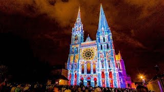 The Chartres Cathedral Luminaires France Light Show [upl. by Arenat]