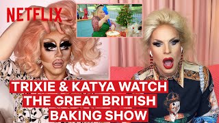 Drag Queens Trixie Mattel amp Katya React to The Great British Baking Show  I Like to Watch  Netflix [upl. by Klayman]