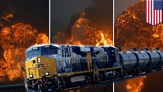 West Virginia CSX oil tanker train derailment causes massive fires and explosions [upl. by Kinch]