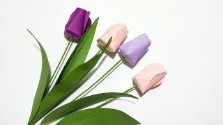 Como hacer flores de papel Tulipanes Super faciles y rapidas  DIY Manualidades 103 [upl. by Ahsinawt]