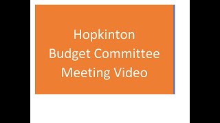 Hopkinton Budget Committee Public Hearing [upl. by Hehre]