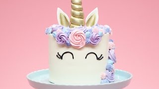 HOW TO MAKE A UNICORN CAKE  NERDY NUMMIES [upl. by Anirad161]