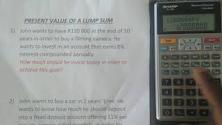 Present Value of a Lump Sum Single amount  Financial Calculator Sharp EL738 [upl. by Moreland601]