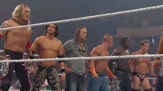 John Cena amp Bret Hart vs Edge amp Chris Jericho  Lumberjack Match Raw August 9 2010 [upl. by Ursula249]