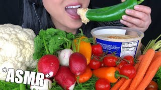 ASMR VEGGIE HUMMUS PLATTER Crunchy Eating Sounds  GIANT PEPPER  No Talking ASMR Phan [upl. by Ima]