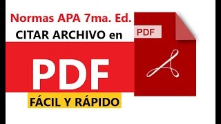 NORMAS APA CITAR ARCHIVO PDF SÉPTIMA EDICIÓN 7ma PASO A PASO EN WORD [upl. by Tacy]