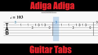 Adiga Adiga guitar tabsnotes  Gopi Sundar  Ninnu Kori [upl. by Godard]