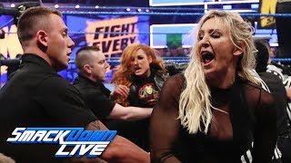 Becky Lynch and Charlotte Flair brawl on quotThe Kevin Owens Showquot SmackDown LIVE March 19 2019 [upl. by Gnil]