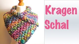 Kragenschal stricken  Knitting button cowl  Schalkragen [upl. by Seena905]