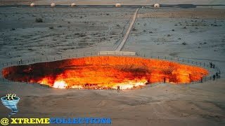 Darvaza Gas Crater in Darvaza Turkmenistan [upl. by Rotsen]