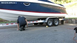 Repositioning a 25 Boat on its trailer while in the driveway [upl. by Anihsat]