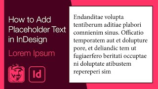 How to Add Placeholder Text in InDesign Lorem Ipsum [upl. by Yaras129]