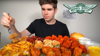 WINGSTOP Boneless Wings FEAST  Cheesy Voodoo Fries Mukbang [upl. by Eirret]