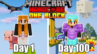 I Survived For 100 Days Of HARDCORE Minecraft In ONE BLOCK Skyblock Heres What Happened [upl. by Oelak]