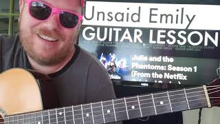 How To Play Unsaid Emily guitar Julie and the Phantoms  easy guitar tutorial beginner lesson chords [upl. by Annaillil]