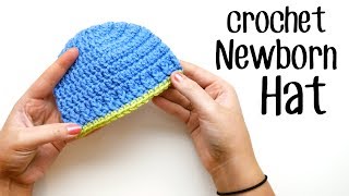 Easy Crochet Baby Hat  Parker Newborn Beanie [upl. by Nedi581]