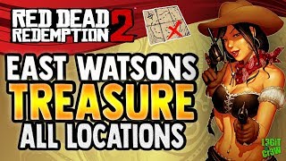 ❌ Red Dead Redemption 2 Online 💰 EAST WATSONS Treasure Map Location  All Locations  RDR2 [upl. by Nikolia]