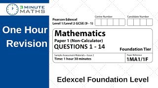 Edexcel Foundation GCSE maths paper 1 non calculator  questions 1  14 [upl. by Wicks]