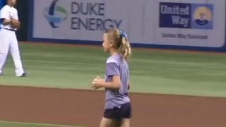 First Pitch Ends in Big Surprise for Soldiers Daughter [upl. by Mcwilliams]