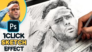 1CLICK Photo to Pencil Drawing Sketch Effect  Photoshop Tutorial [upl. by Malka937]