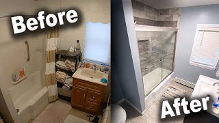 Bathroom Remodel TimeLapse  DIY Renovation Start to Finish [upl. by Aratal410]