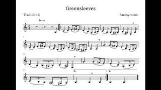 Greensleeves B flat Clarinet  Sheet Music PlayAlong [upl. by Yeclek]