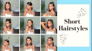 12 EASY SHORT HAIRSTYLES ✨ [upl. by Nodnnarb]