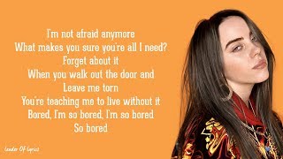 Billie Eilish  Bored Lyrics [upl. by Adnawahs877]