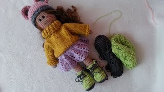 How to crochet doll shoes  Simple booties [upl. by Novahs]