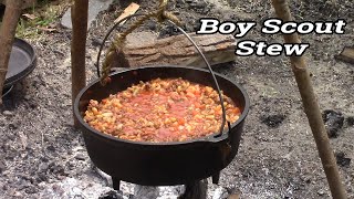 Boy Scout Stew  Dutch Oven Cooking Using a Tripod [upl. by Bogart13]