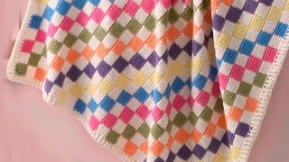 Baby Blanket Entrelac  Veronika Hug [upl. by Desdamona]