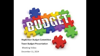 Hopkinton Budget Committee [upl. by Airrehs303]