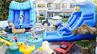 We BUILT A GIANT WATERPARK In Our BACKYARD Crazy Fun [upl. by Arimay]