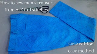 How to sew a professional men’s trouser outfit with waist band and lining from AZfull stitches [upl. by Archibald362]